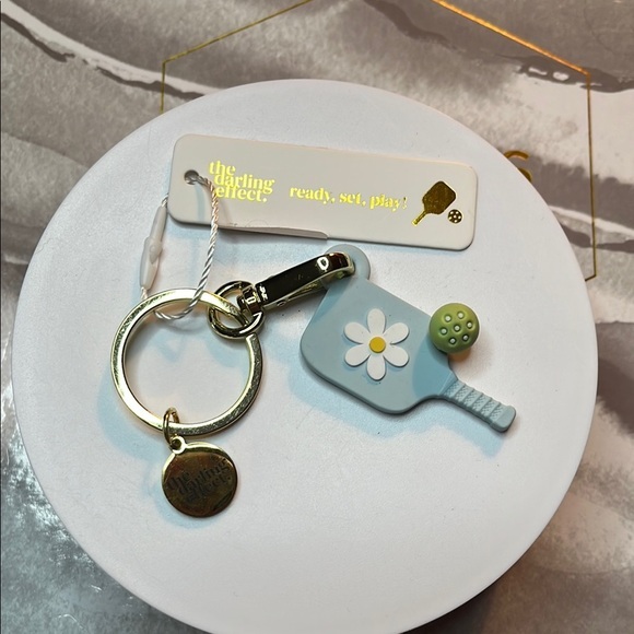 Aqua Tiny Pickleball Paddle Keychain - Picture 1 of 3
